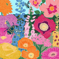Bees & Hollihocks Single Card