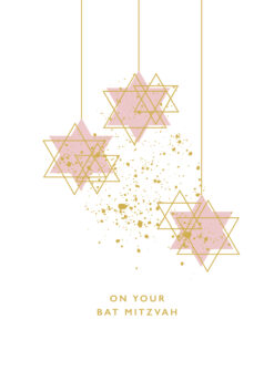Bar Mitzvah Pink Stars Single Card