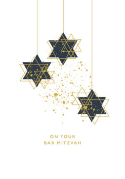 Bar Mitzvah Navy Stars Single Card