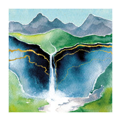 Waterfall & Mountains single Card