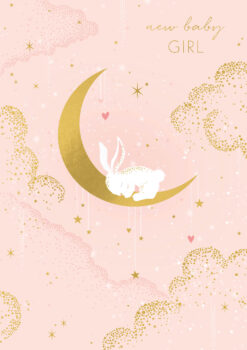 Baby Girl Bunny & Moon single Card