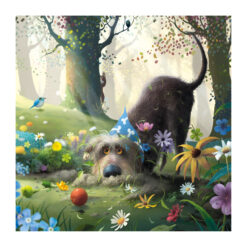 Dog & Flowers single Card