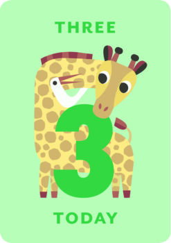 Zig Zag Zoo Age 3 Birthday Single Card