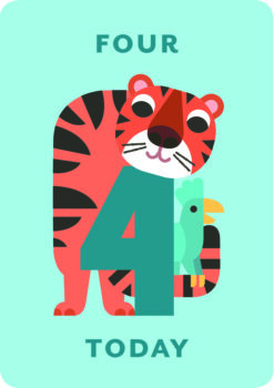 Zig Zag Zoo Age 4 Birthday Single Card