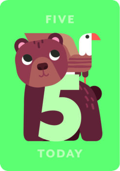 Zig Zag Zoo Age 5 Birthday Single Card