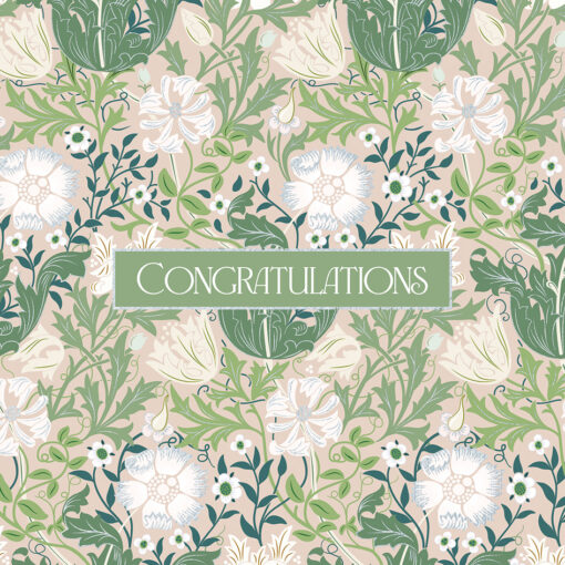 A Congratulations card with floral design and the text 'Congratulations' in the centre.