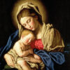 Christmas card with a classic image by Il Sassoferrato of Madonna and Child