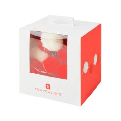 LED String Lights with red and white pom poms