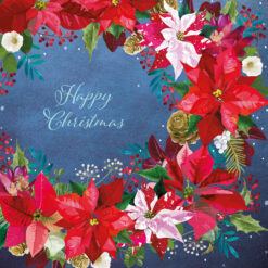 Christmas card with an image of a Poinsettia wreath