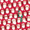 Christmas card filled with an image of lots of Santa's in red costumes and only one Santa in Green