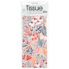 A pack of tissue paper with a floral pattern on a coral coloured background.
