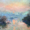 Christmas card with an image of a painting by Monet of a sunset scene on the Seine