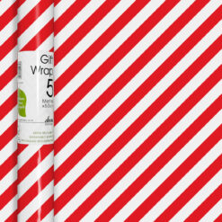 Wrapping paper with red and white candy cane stripes. 5 metres x 50 cm
