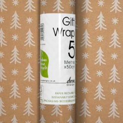 Christmas wrapping paper on kraft paper with Christmas tree and star design