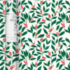 Christmas Wrapping paper with red berry and holly design. 5 metres x 50 cm