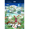 Advent Calendar featuring a winter scene looking across a village and snow covered fields.