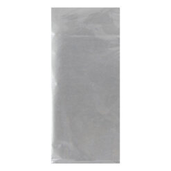 Four folded sheets of metallic silver tissue paper with a smooth, slightly crinkled surface.