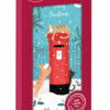 Pack of Christmas money wallets showing cats playing around a red postbox in a snowy scene, with “Merry Christmas” written above. In ECO friendly packaging.