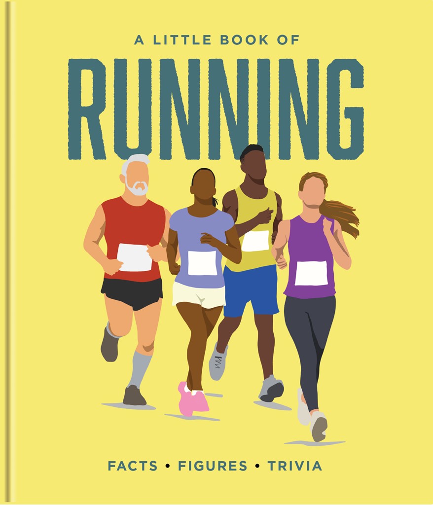 Yellow book titled 'A Little Book of Running' with an illustration of four men and women running together.