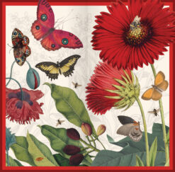 Example of pages inside this calendar showing a lovely image of poppies and butterflies amongst foliage. The image spans across two pages.