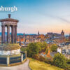 A5 2026 Calendar featuring iconic images of Edinburgh. Front cover includes an image of Dugald Stewart Monument