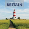Journey Through Britain 2026 calendar front cover featuring a red and white lighthouse in a green field beneath blue sky.