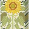 Pocket tissues featuring a bright sunflower with yellow petals, green leaves, and a cream background, designed with botanical detail.
