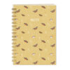 Spiral-bound notebook with beige cover, white “NOTES” text, and illustrations of butterflies and botanical sketches in muted tones.
