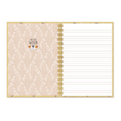 Inside pages of this notebook of plain lined paper.