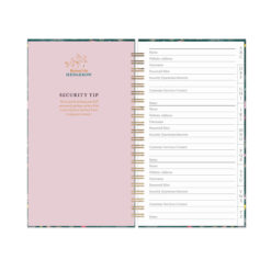 Inside example page of this password book featuring space to write all details.