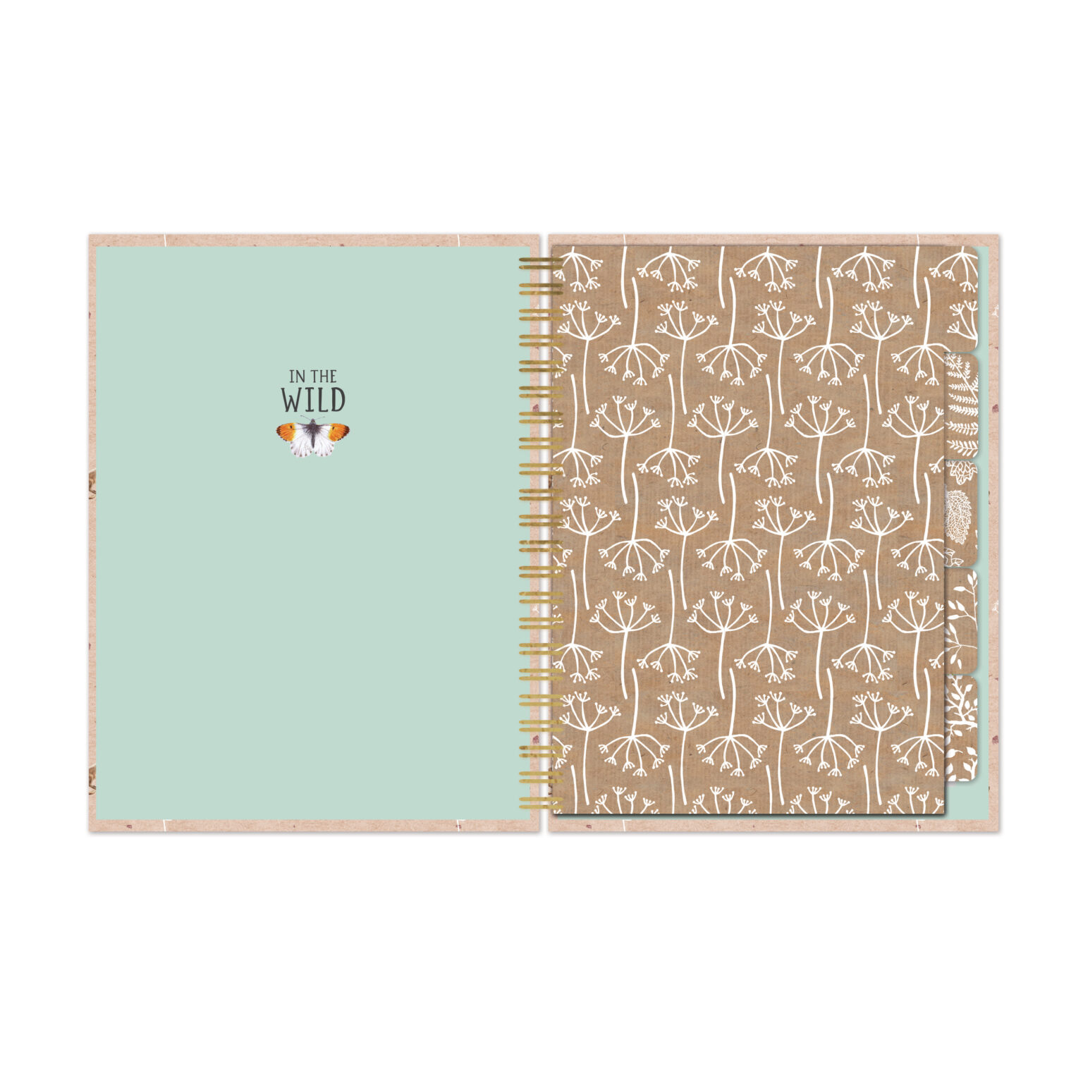 Inside of this notebook featuring a white floral design.