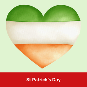 A large heart in the colours of the Irish flag. Green at the top, white in the middle and orange at the bottom.