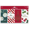 Pack of four Christmas money wallets with festive designs including baubles, holly, a Christmas tree, and open Christmas crackers.