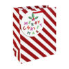 Large Christmas gift bag with red and white candy cane stripes, holly detail, and a ‘Merry Christmas’ tag