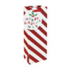 Bottle gift bag with red and white candy cane stripes, holly detail, and ‘Merry Christmas’ tag
