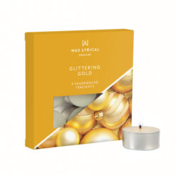 Yellow box containing nine fragranced tea lights from Wax Lyrical.