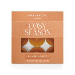 Box of nine Pumpkin Spice scented tea light candles.
