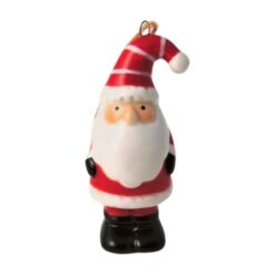 Small ceramic Santa decoration with hanging loop.