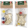 Two packs of paint your own tree decoration. One has a stocking design and the other is a reindeer. Each pack contains one decoration, a small paint brush and 4 small pots of paint.