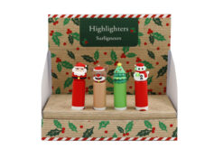 Novelty Christmas Themed Highlighter pens. 4 Assorted designs - Santa, Snowman, Reindeer and Christmas Tree.