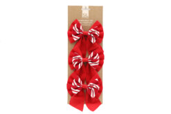 A pack of 3 small red and white bows.