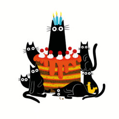 Cats & Birthday Cake Single Card