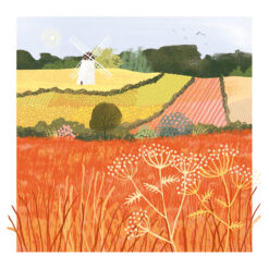 Windmill & fields Single Card