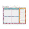 An A4 weekly planner with pink animal print background. There are white blocks with blue border for each day of the week and a 'To Do' column. A large lined column with an orange border has the title 'Don't Forget'.