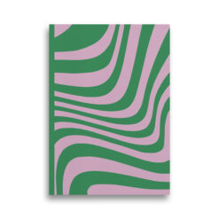 A4 notebook with green and pink waves pattern and green spine.