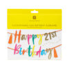 A customisable birthday garland featuring colourful ‘Happy Birthday’ lettering on orange ribbon, with gold numbers included to personalise the age.