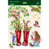 Festive Advent calendar with illustrated squirrels, rabbits, a hedgehog and winter birds surrounded by holly, pinecones and snowflakes.