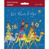 Quentin Blake Advent calendar featuring the three kings riding camels across a blue star‑filled sky, with 24 numbered doors for a Christmas countdown.