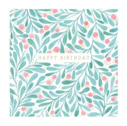 Happy Birthday Foliage and Berries Single Card