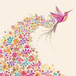 Hummingbird and flowers single card